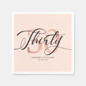 Rose Gold Foil 30. Geburtstag Serviette (Vorderseite)