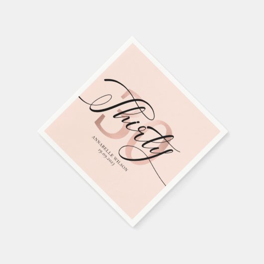 Rose Gold Foil 30. Geburtstag Serviette (Ecke)