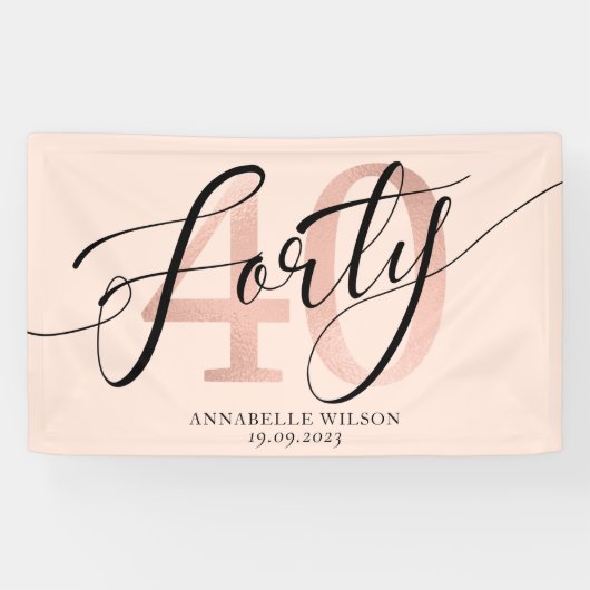 Rose Gold Foil 40. GeburtstagBanner Banner (Horizontal)