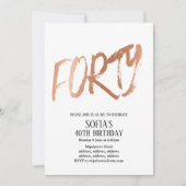 Rose Gold Foil , 40. Party Einladung (Vorderseite)