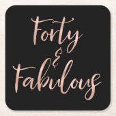 Rose Gold Foil | 40 und Fabulous Rechteckiger Pappuntersetzer (Vorderseite)