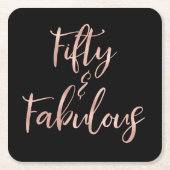 Rose Gold Foil 50 und fabelhaft Rechteckiger Pappuntersetzer (Vorderseite)