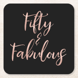 Rose Gold Foil 50 und fabelhaft Rechteckiger Pappuntersetzer