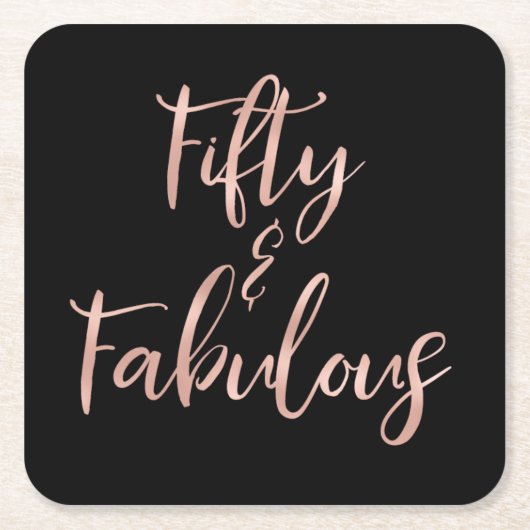 Rose Gold Foil 50 und fabelhaft Rechteckiger Pappuntersetzer (Vorderseite)