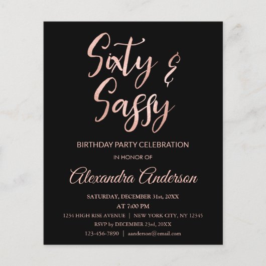 Rose Gold Foil 60 Sixty Sassy Geburtstag (Vorderseite)