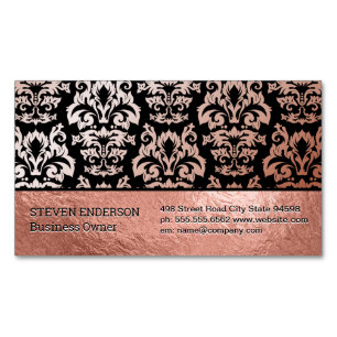 Rose Gold Foil and Damask Muster Magnetische Visitenkarte