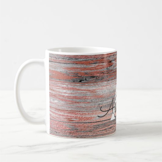 Rose Gold Foil and Rustic Wood Monogram & Initial Kaffeetasse (Links)