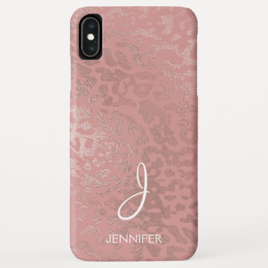 Rose Gold Foil Animal Muster Monogramm Case-Mate iPhone Hülle (Rückseite)