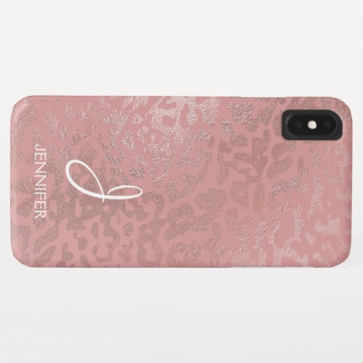 Rose Gold Foil Animal Muster Monogramm Case-Mate iPhone Hülle (Rückseite (Horizontal))