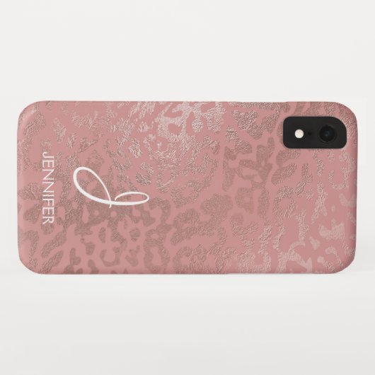 Rose Gold Foil Animal Muster Monogramm Case-Mate iPhone Hülle (Rückseite (Horizontal))