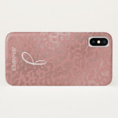 Rose Gold Foil Animal Muster Monogramm Case-Mate iPhone Hülle (Rückseite (Horizontal))