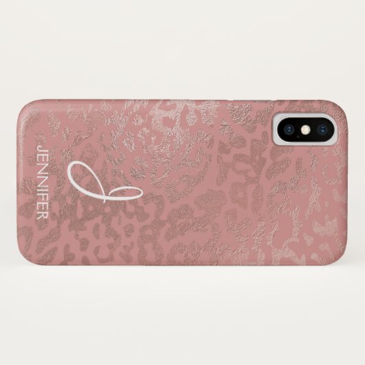 Rose Gold Foil Animal Muster Monogramm Case-Mate iPhone Hülle (Rückseite (Horizontal))