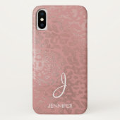 Rose Gold Foil Animal Muster Monogramm Case-Mate iPhone Hülle (Rückseite)