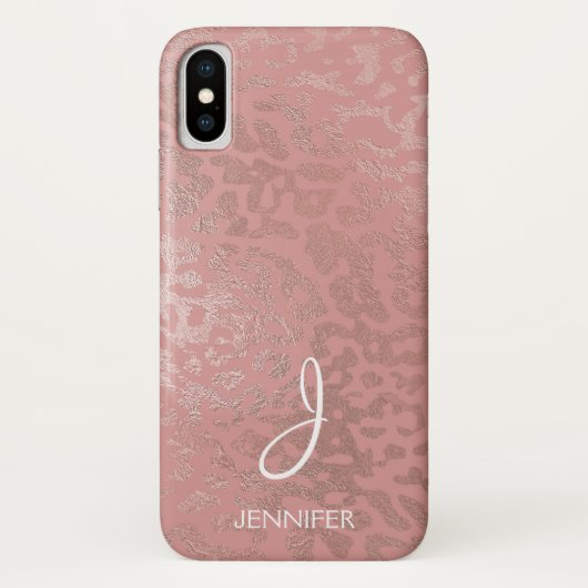 Rose Gold Foil Animal Muster Monogramm Case-Mate iPhone Hülle (Rückseite)