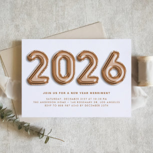 Rose Gold Foil Ballons 2024 Silvester Party Einladung