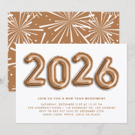 Rose Gold Foil Ballons Silvester Party II Einladung