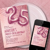 Rose Gold Foil Balloons 25. Geburtstag Einladung