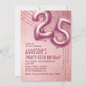 Rose Gold Foil Balloons 25. Geburtstag Einladung (Vorderseite)