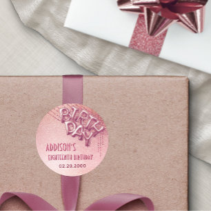 Rose Gold Foil Balloons Geburtstag Runder Aufkleber
