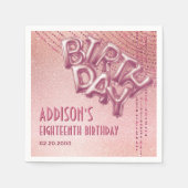 Rose Gold Foil Balloons Geburtstag Serviette (Vorderseite)