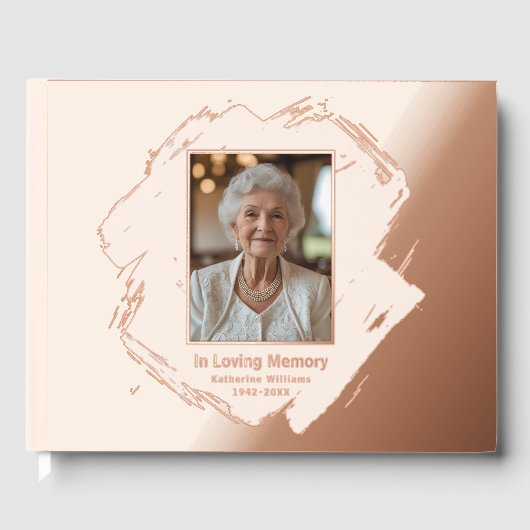 Rose Gold Foil Beerdigung Gästebuch Foto Elegante (Vorderseite)
