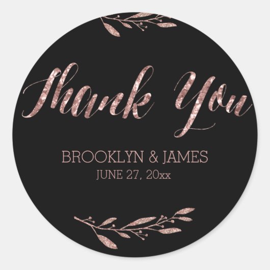 Rose Gold Foil bevorzugen Sticker rund um die Flor (Vorderseite)