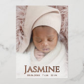 Rose Gold Foil Birth Announccard Folieneinladung (Vorderseite)