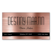 Rose Gold Foil Black Contact Bar Magnetische Visitenkarte (Vorderseite)
