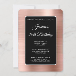 Rose Gold Foil Black und White 30. Geburtstag Einladung