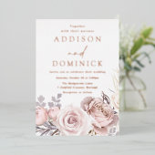Rose Gold Foil Blush Blume Hochzeit Folieneinladung (Stehend vorne)