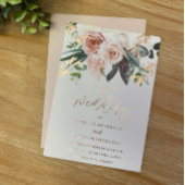 Rose Gold Foil & Blush Blume Hochzeit Folieneinladung