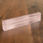 Rose Gold Foil | Blush Pink - Burgund Modern Namensplakette (Seite)