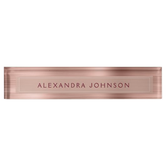 Rose Gold Foil | Blush Pink - Burgund Modern Namensplakette (Vorderseite)
