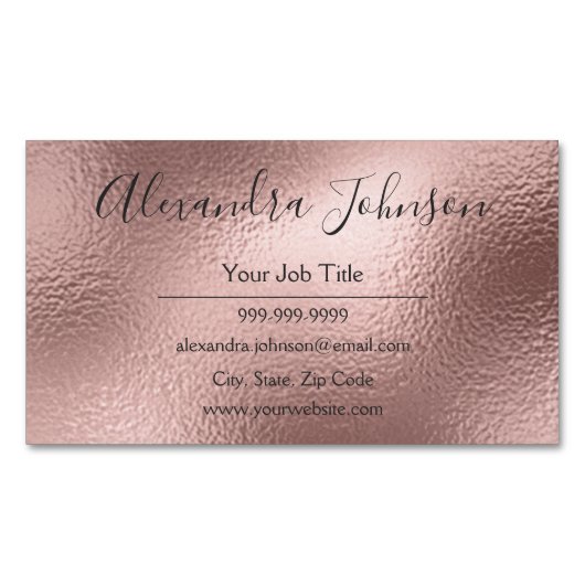 Rose Gold Foil | Blush Pink Foil Modern Magnetische Visitenkarte (Vorderseite)