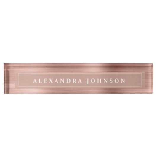 Rose Gold Foil | Blush Pink Foil Modern Namensplakette (Vorderseite)