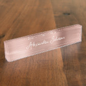 Rose Gold Foil | Blush Pink Foil Modern Namensplakette (Seite)