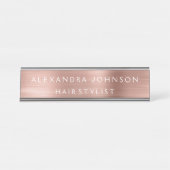 Rose Gold Foil | Blush Pink Foil Modern Schreibtischnamensplakette (Vorderseite )