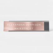 Rose Gold Foil | Blush Pink Foil Modern Schreibtischnamensplakette (Vorderseite )