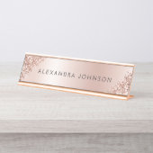 Rose Gold Foil | Blush Pink Foil Modern Schreibtischnamensplakette (Vorderseite )