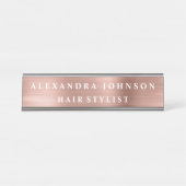 Rose Gold Foil | Blush Pink Foil Modern Schreibtischnamensplakette (Vorderseite )