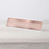 Rose Gold Foil | Blush Pink Foil Modern Schreibtischnamensplakette (Vorderseite )