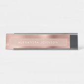 Rose Gold Foil | Blush Pink Foil Modern Schreibtischnamensplakette (Vorderseite )