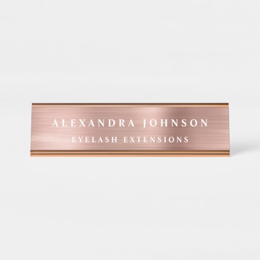 Rose Gold Foil | Blush Pink Foil Modern Schreibtischnamensplakette (Vorderseite )