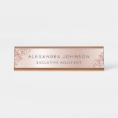 Rose Gold Foil | Blush Pink Foil Modern Schreibtischnamensplakette (Vorderseite )