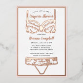 Rose Gold Foil & Blush Pink Lingerie Brautparty Folieneinladung (Vorderseite)