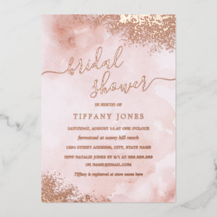 ROSE GOLD FOIL Blush Pink Peach Brautparty Folieneinladung