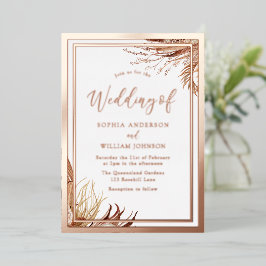 Rose Gold Foil Bohemisch Boho Blätter Hochzeit Folieneinladung
