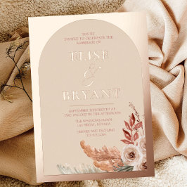 Rose Gold Foil Boho Blues Hochzeit Folieneinladung