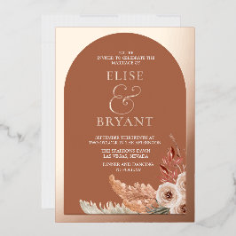 Rose Gold Foil Boho Blumensommer Hochzeit Folieneinladung