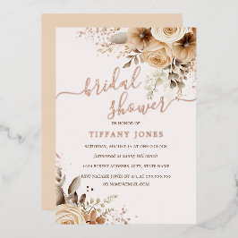 ROSE GOLD FOIL Boho Floral Brautparty Folieneinladung